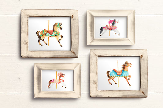 HORSE CAROUSEL art Print