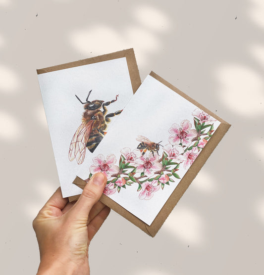 NEW ZEALAND MANUKA and BEE greeting cards